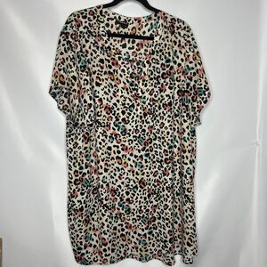 NWOT Torrid Plus Size 4 (26 Or 4X) Watercolor Leopard Georgette Hi-Low Tunic